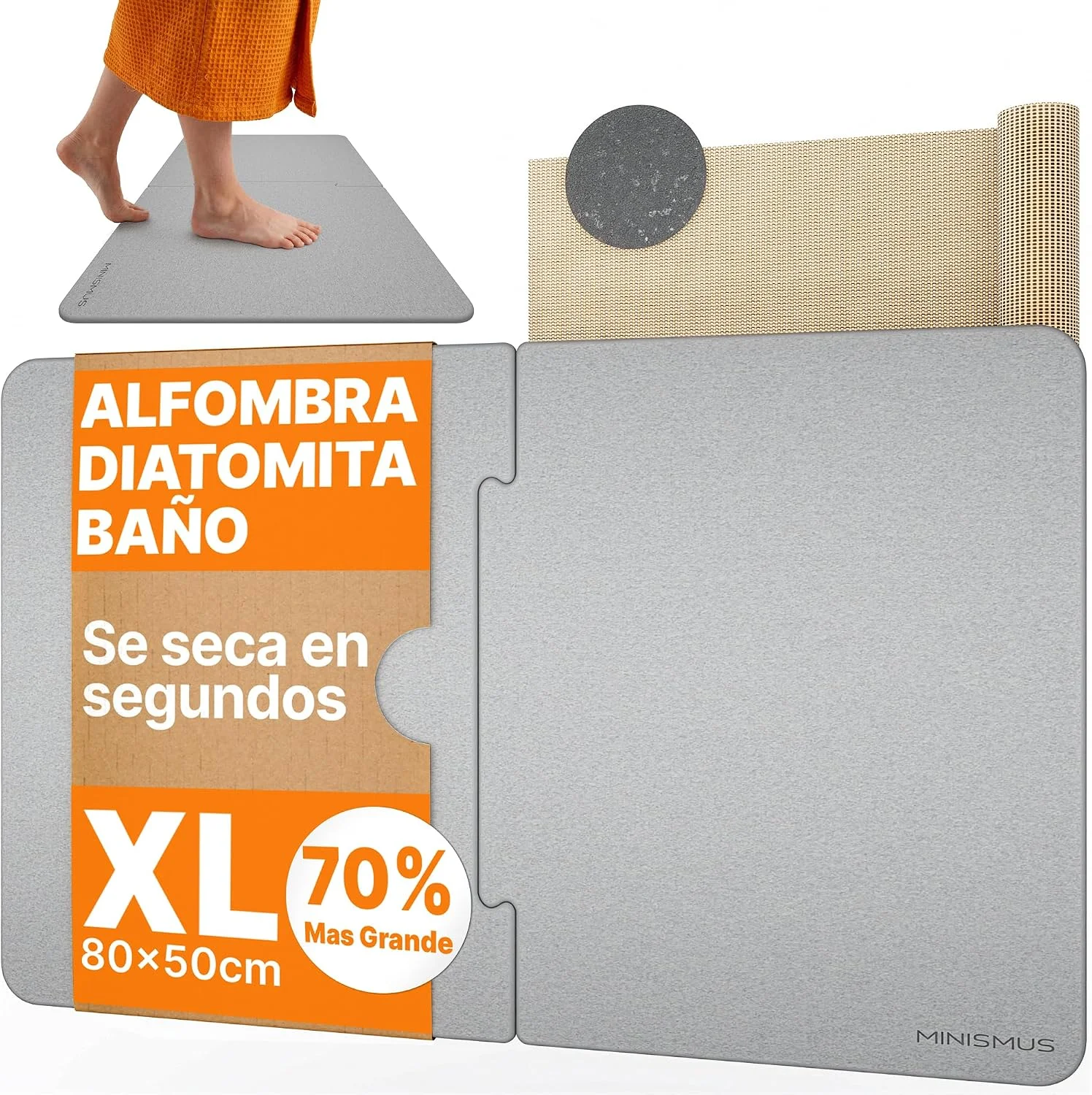 Minismus Alfombrilla de Baño Piedra Diatomita Puzzle 80x50 cm